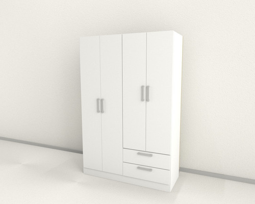 Placard Ropero 4 Puertas De Abrir 2 Cajones Melamina 120 + + Color Blanco