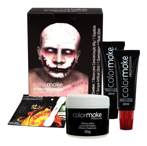 Kit Cenográfico Maquiagem De Terror Halloween Massa E Sangue