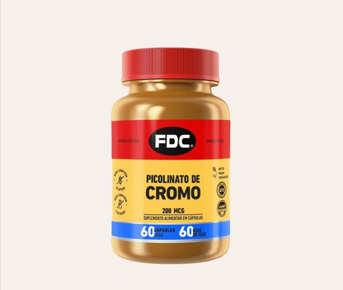 Picolinato De Cromo Fdc 60 Cápsulas 200 Mcg - Importado Usa