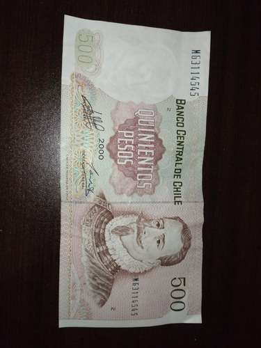 Billete Antiguo Chileno De $500 Pesos Del Año 2000