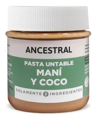Crema Untable Ancestral Mani Y Coco X 200 Gr