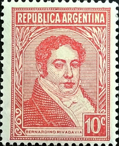 Argentina, Sello Gj 798 Rivadav 10c Tipo B 1935 Mint L14000