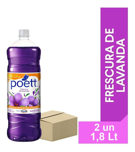 Poett Limpiador Liquido Multiespacios Lavanda 2un X 1,8 Lt