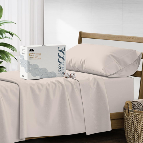 Sábanas Mayfair Linen Twin, 500 Hilos, Algodón, Taupe