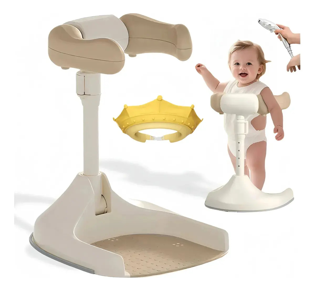 Ducha de Pie Ajustable para Bebé con Respaldo Ergonómico y Base Antideslizante