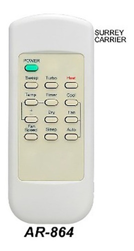 Imagen 1 de 10 de Control Remoto Aire Acondicionado Para Surrey Carrier Ar-864