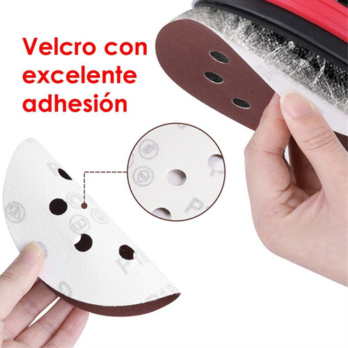 Imagen 4 de 10 de Set 100 Lijas Velcro Con 8 Orificios 125mm 5 Pulgadas / Uss