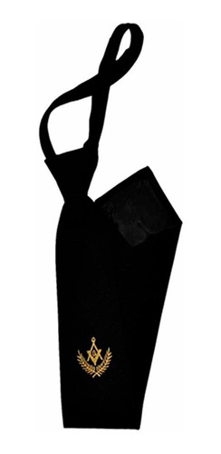 Corbata Negra Bordado Dorado Con Nudo - Masón, Masonería