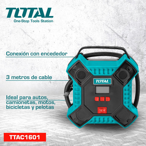 Imagen 3 de 8 de Compresor Inflador 12v Total 160psi