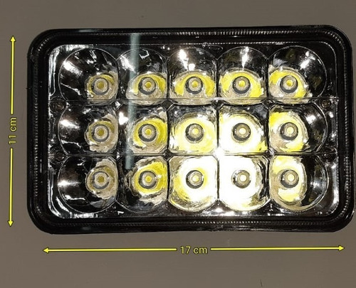 Imagen 2 de 6 de Faro Caminero Led Rectangular 15led C/ Ficha H4