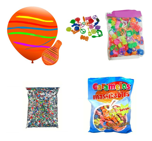 Kit Piñata Sorpresa X50 Un. Cumpleaños Fiesta Colores 