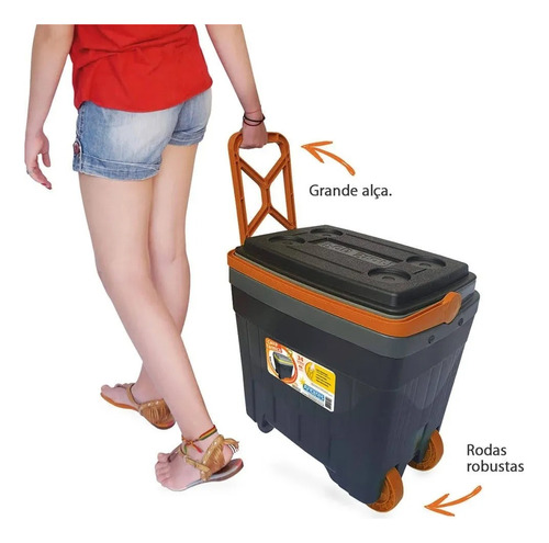 Caixa Térmica Cooler Com Alça Rodas Bebida Praia Sitio Clube