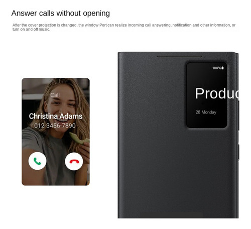 Para Samsung S22ultra Chip Phone Case Smart Window Cover