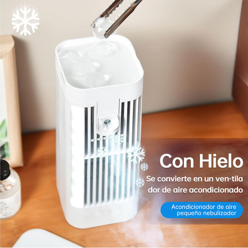 Mini Enfriador Portatil Ventilador de aire acondicionado con nebulización y luz nocturna de mesa