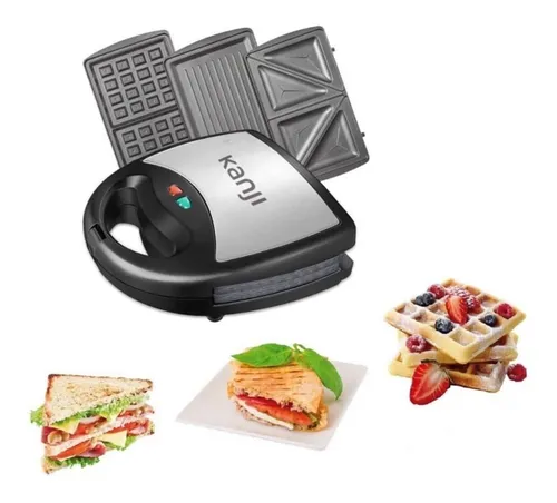 Waflera sandwichera grill panini kanji 3 en 1 con 6 placas new arrivals