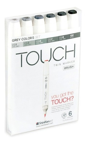 Marcador  Touch Twin Brush Grey X 6 Unidades