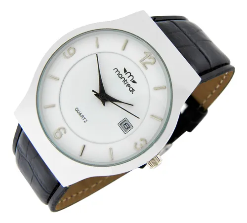Reloj Montreal Hombre Ml1279 Calendario Malla Cuero Sint t