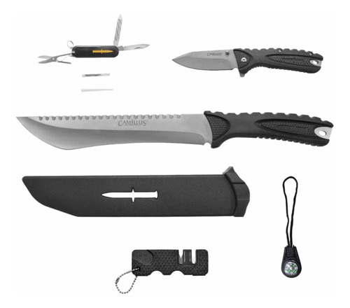 Kit D Sobrevivencia Navajas Cuchillo Funda Acero Inoxidable