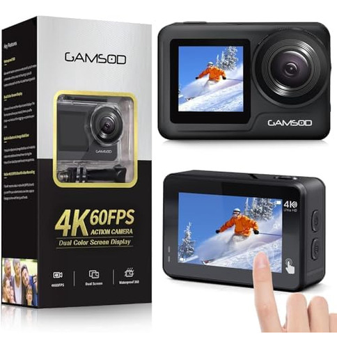 Cámara De Acción Wifi 4k 60fps 20mp Con Lcd Frontal Y Pantal