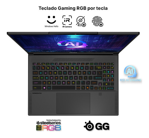 Laptop Gaming Msi Stealth 16 Ai+ R9 Hx 370 32gb 1tb W11 Negro