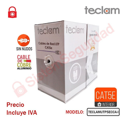 Imagen 2 de 4 de Cable Utp Exterior Cat5e 5e Rollo 305m Cat5 Teclam Bobina