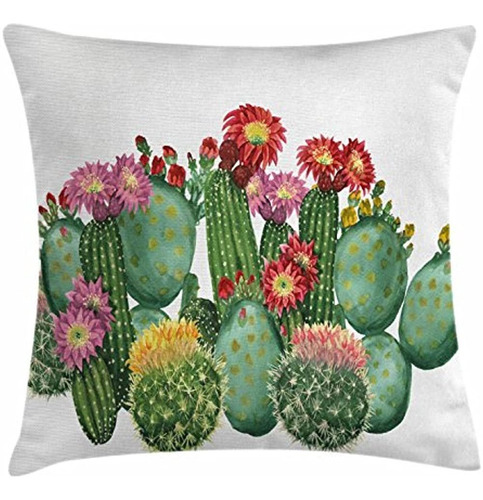 Ambesonne Cactus Throw Pillow Cojín, Saguaro Cask Hedge Hog 