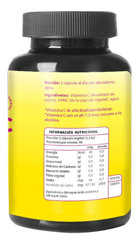Vitamina C Neutra 1.000 Mg 90c Ortomolecular