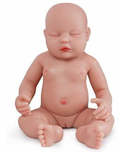 Muñeca De Bebé De Silicona Completa Cerrada Con Ojos De 18,0