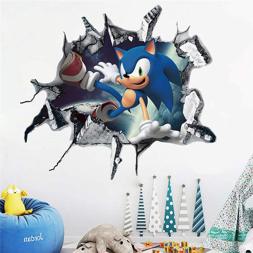 Sonic The Hedgehog - Calcomanías De Pared Rotas 3d De Dibujo