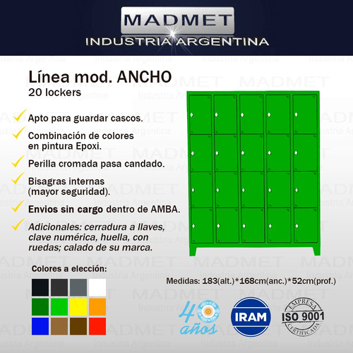 Locker Bolsero 20 Prtas Anchas 35 Prof Z/gratis Colores Tds