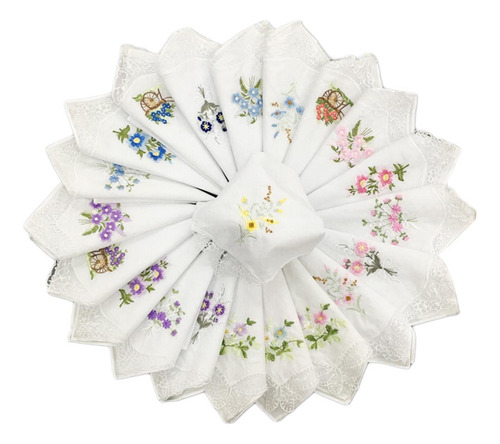 12 Piezas. Pañuelos Para Mujer Pañuelos Pañuelos Flores Y