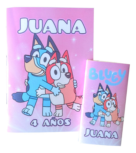 Souvenir Bluey 40 Libritos Personalizados Y 40 Lapices X6