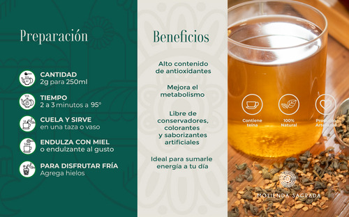 Té Verde Jengibre 200gr Molienda Sagrada