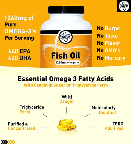 Aceite De Pescado Omega 3 Abadejo Alaska 1260 Mg Ácidos Gras