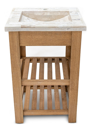 Imagen 4 de 8 de Vanitory Laqueado Eucalipto 50cm Bacha Travertino
