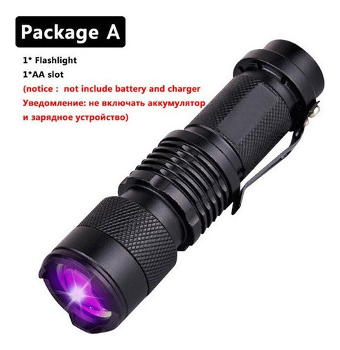Mini Lanterna Led Comprimento Onda Luz Violeta 395nm Zoom