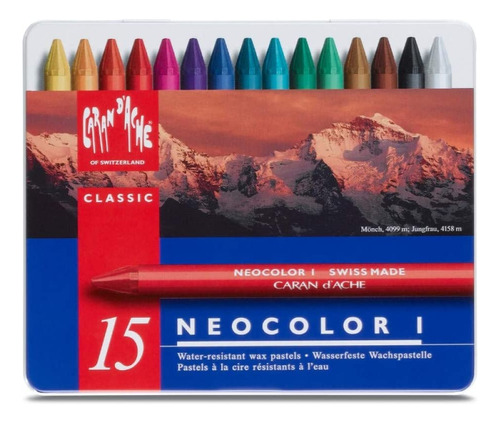 Neocolor I - Pasteles De Cera Resistentes Al Agua, 15 Colore