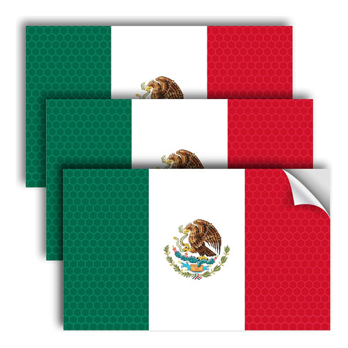 3 Calcomanías Reflectantes De La Bandera De México, 5 X 3 Pu