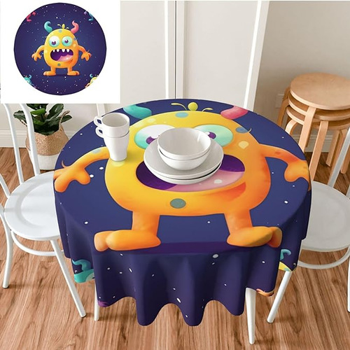 Cartoon Colorful Monster Print Dining Table Cloth For Kitch