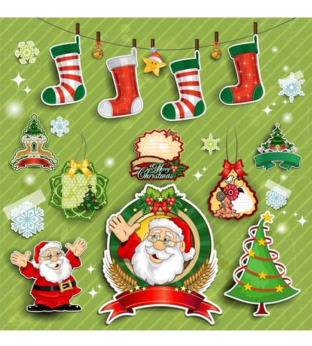 Packs Vectores Navidad Navideños Arbolito Papá Noel