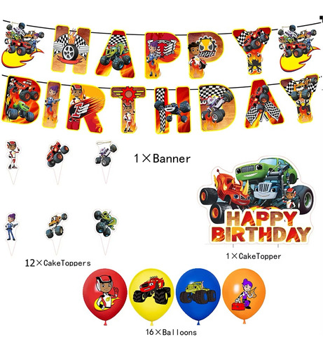 Kit Cotillon Cumpleaños Blaze Y Los Monster Machine