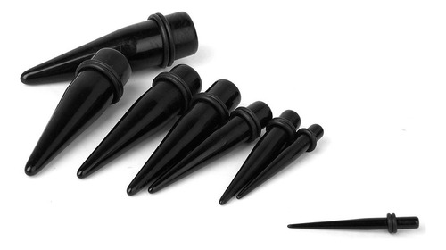 8 X Acrílico Negro Expansor De Cono Oído Estiramiento Ench