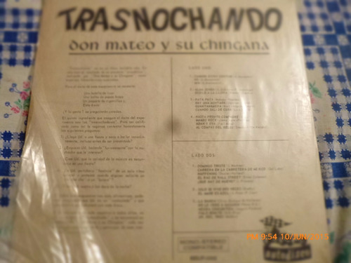 Vinilo Lp De Don Mateo Y Su Chingana - Trasnochando(u328
