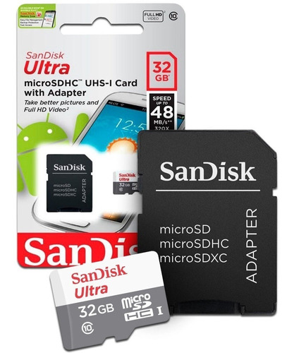 Memoria Micro Sd Sandisk 32gb Ultra Rapida Clase 10 Con Adap