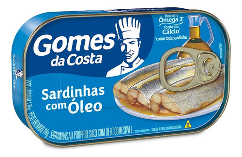 5 Sardinhas Gomes Da Costa Com Óleo Lata 125g Cada