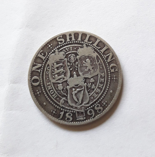 Inglaterra 1 One Shilling 1898 Plata Km#780 Uk Reino Unido