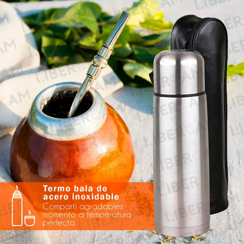 Imagen 7 de 10 de Termo Bala Acero Inox Doble Capa Termica 1 Litro Con Estuche