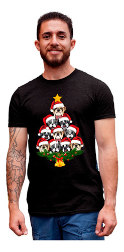 Playera Unisex Navideña Arbolito De Pugs Estreña Fugas 