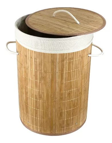 Cesta plegable bambú para ropa sucia 55 cm