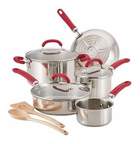 Rachael Ray 70413 - Bateria De Cocina (10 Piezas Acero Inox